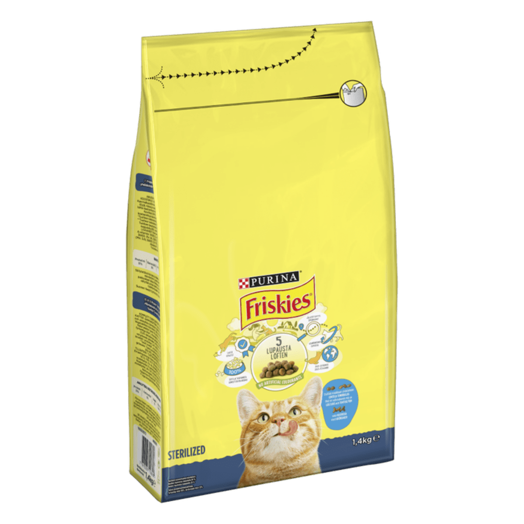 Friskies® Sterilized med en smakfull blanding av Laks, Tunfisk og Grønnsaker