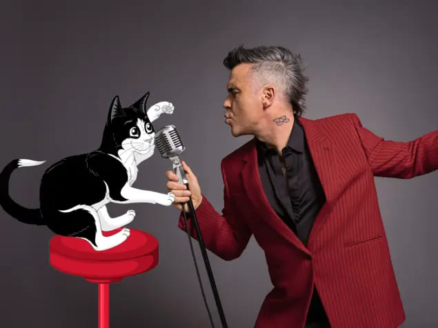 Latz og Robbie sammen med mikrofon 