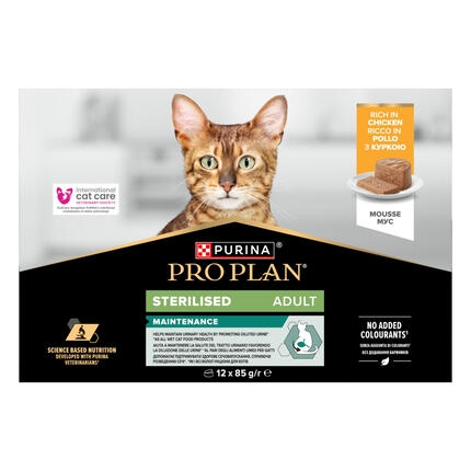 PRO PLAN® Sterilised Maintenance Mousse  rik på Kylling 12x85g