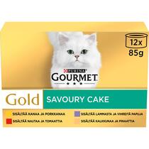 GOURMET® Gold Savoury Cake med Okse, Kylling, Kalkun & Lam (12-pack)