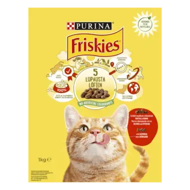 Friskies® med en smakfull blanding av Storfe, Kylling og Grønnsaker