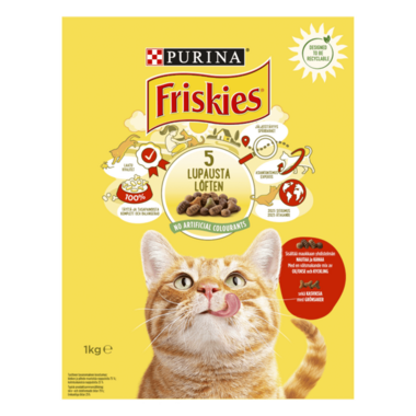 Friskies® med en smakfull blanding av Storfe, Kylling og Grønnsaker