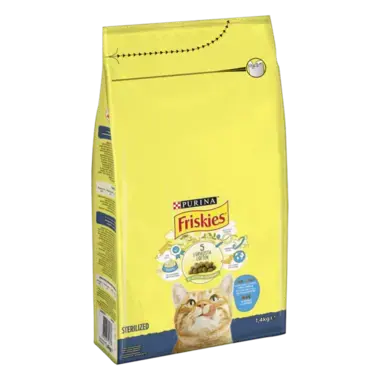 Friskies® Sterilized med en smakfull blanding av Laks, Tunfisk og Grønnsaker