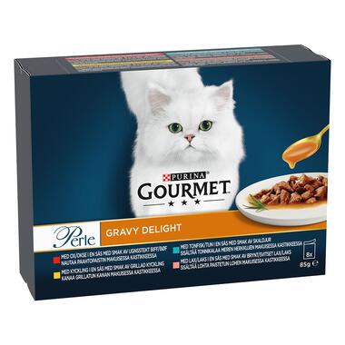 GOURMET® Perle Gravy Delight med Kylling, Okse, Laks & Tunfisk
