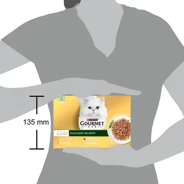 PURINA GOURMET™ GOLD Succulent Delights med laks, 85g boks