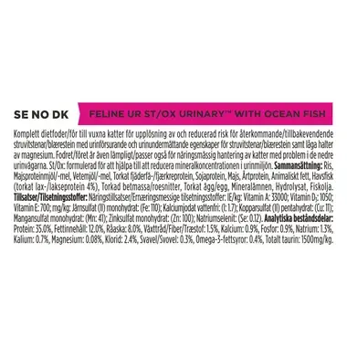 PRO PLAN® VETERINARY DIETS Feline UR St/Ox Urinary med Havsfisk (Tørrfôr)
